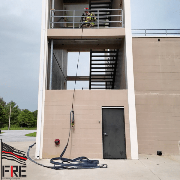 Firefighter webbing used to hoist or raise a landline.