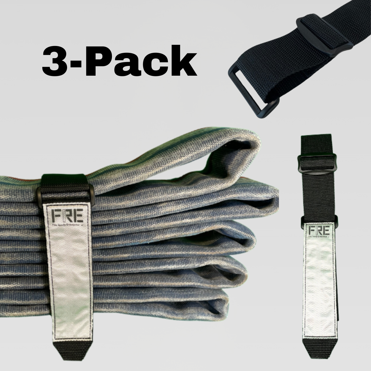 Fully Adjustable FRE Fire Hose Strap 3-pack.