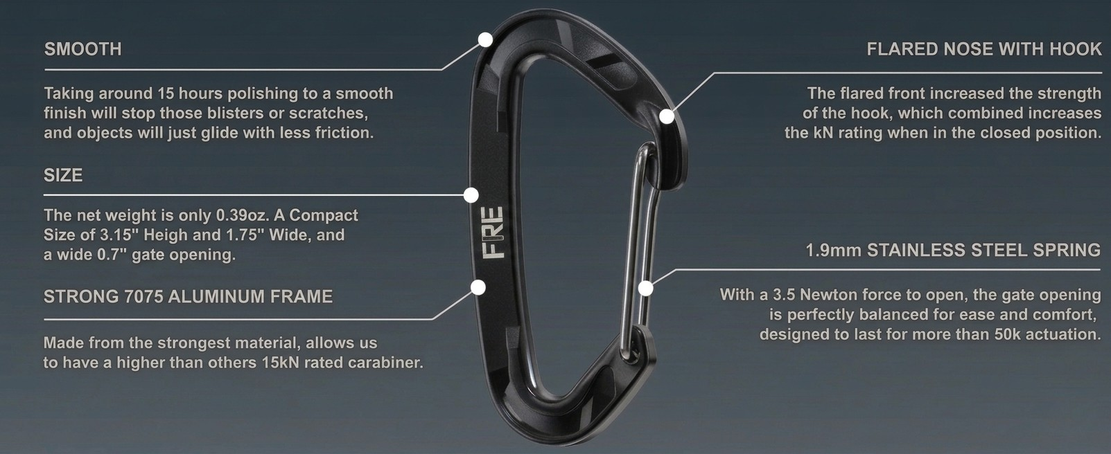 FRE Black carabiner